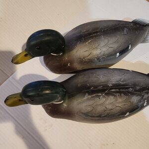 Vintage Mallard Duck Decoys Pair Feather Lite Plastic Hunting Decor